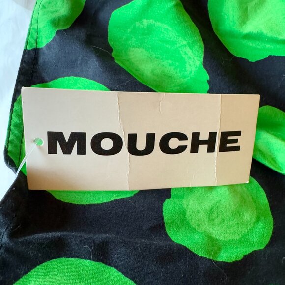 Mouche Black and Green Abstract Limes Full Buttoned Swing Skirt w Pockets - Picture 7 of 13